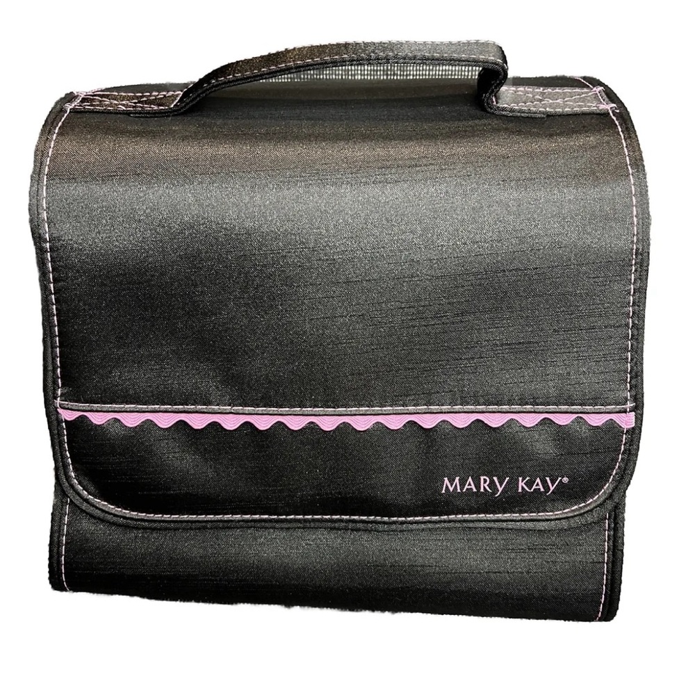 🆕 Mary Kay Vintage Travel Roll-up Bag + Retractable Twist Makeup Brush, Silver